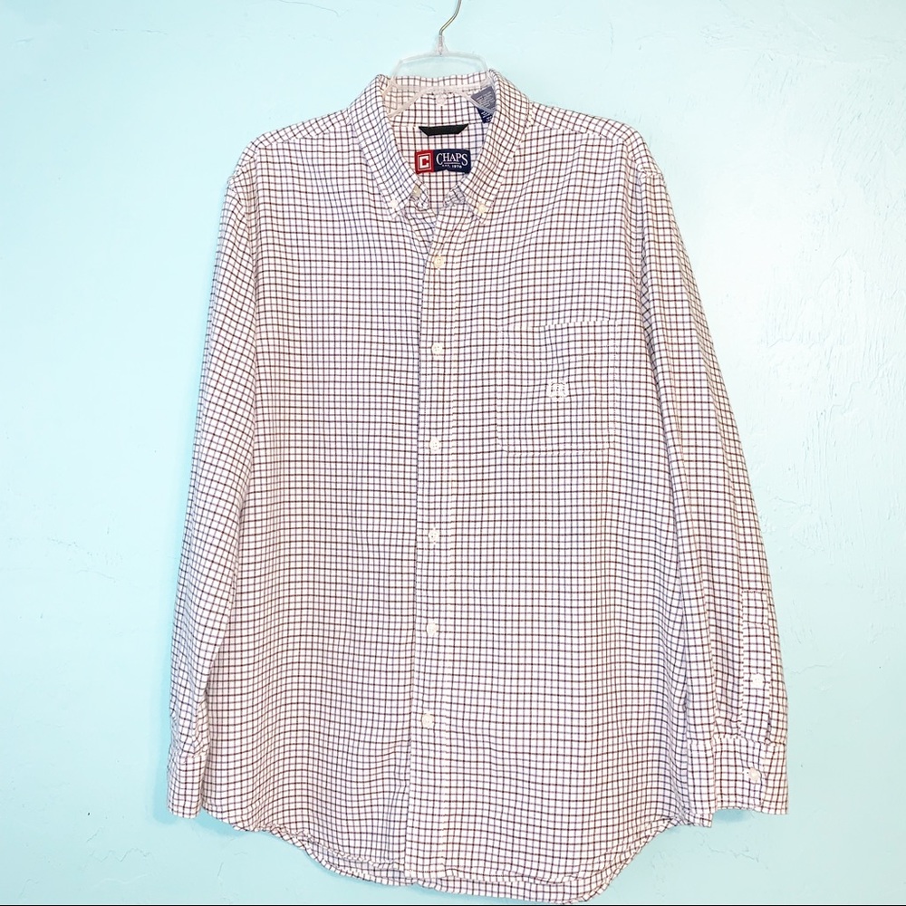 Chaps Checkered Button Down Long Sleeve Shirt - image 1